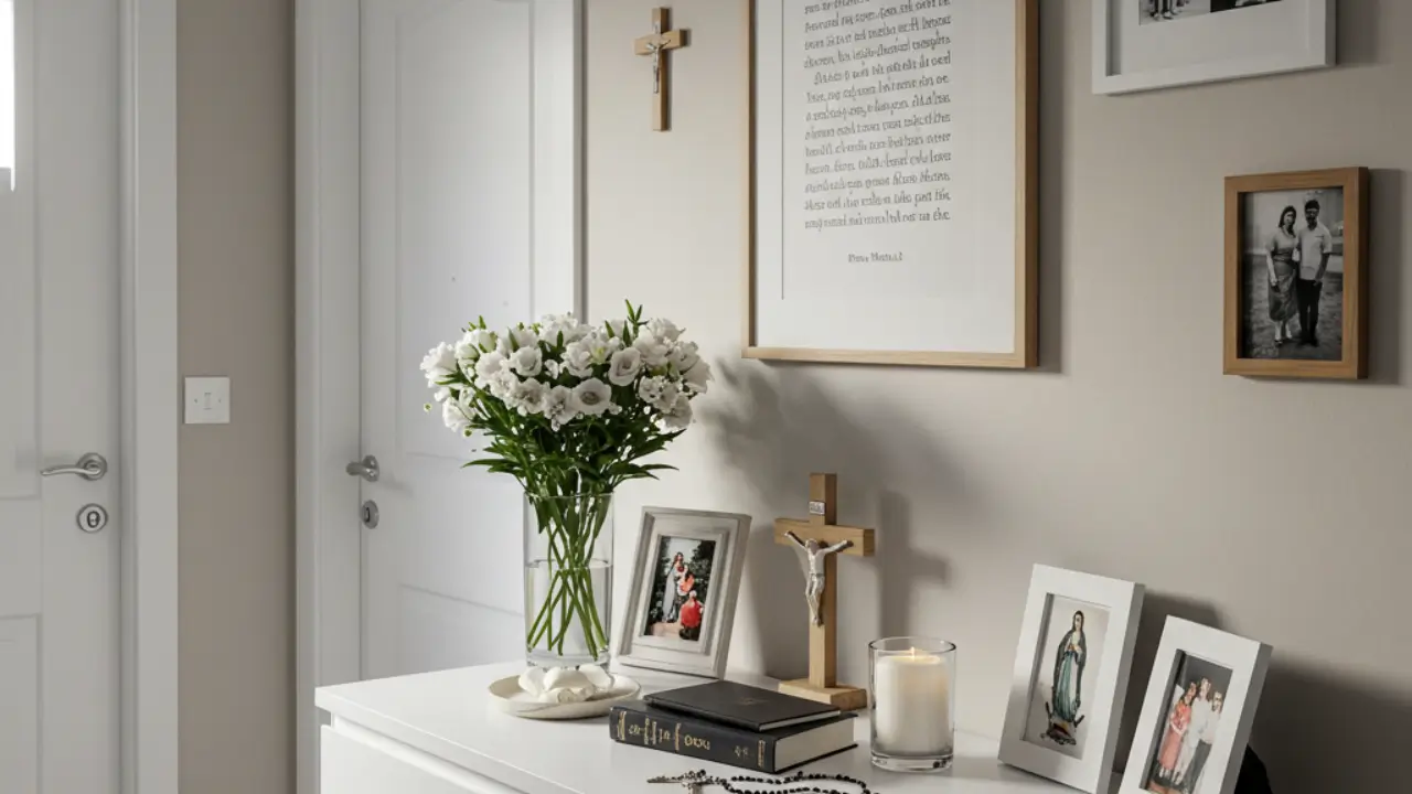 decoração de hall de entrada católico