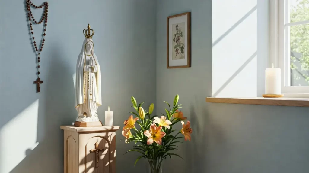 Cantinho de oração para Nossa Senhora de Fátima