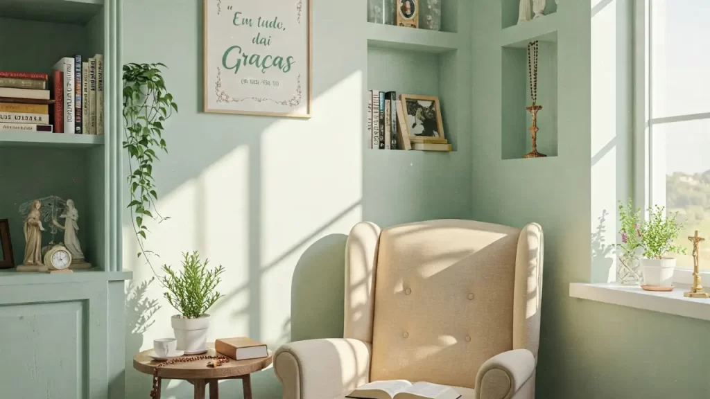 entre livros e orações - organização e decoração