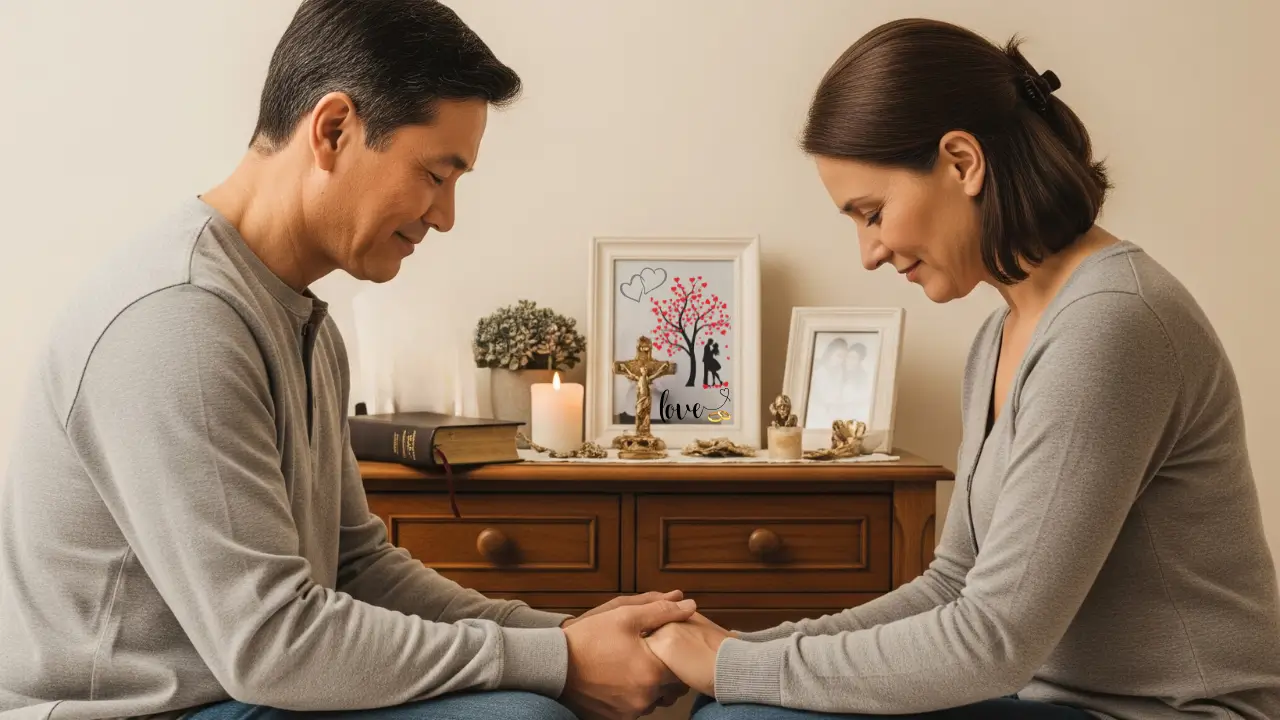 oratório no quarto do casal fortalecendo a união com fé