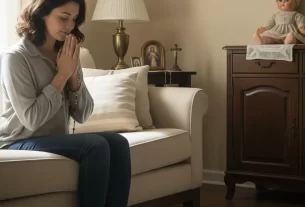 mulher em oração reforçando a ideia de proteção espiritual no lar