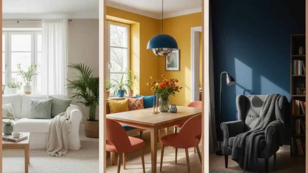 exemplos de cores na decoração e demonstrar seus significados emocionais, representando o autoconhecimento feminino