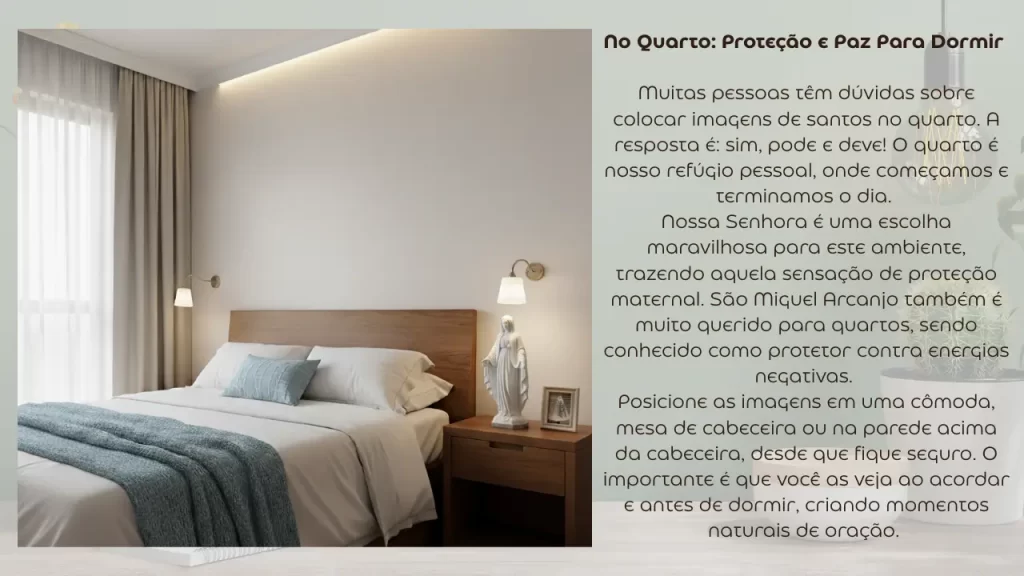 exemplo de decoração com imagens de santos católicos no quarto
