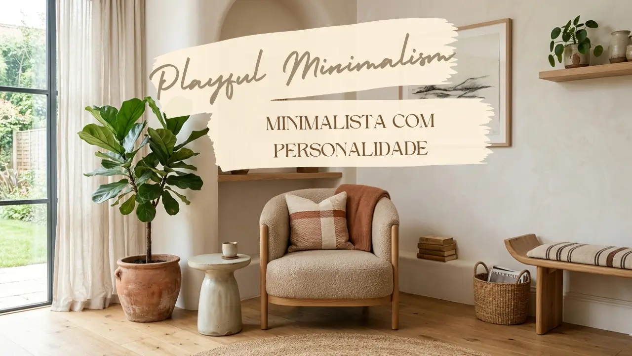 O playful minimalism acolhe curvas suaves, toques de cor e objetos com afeto.